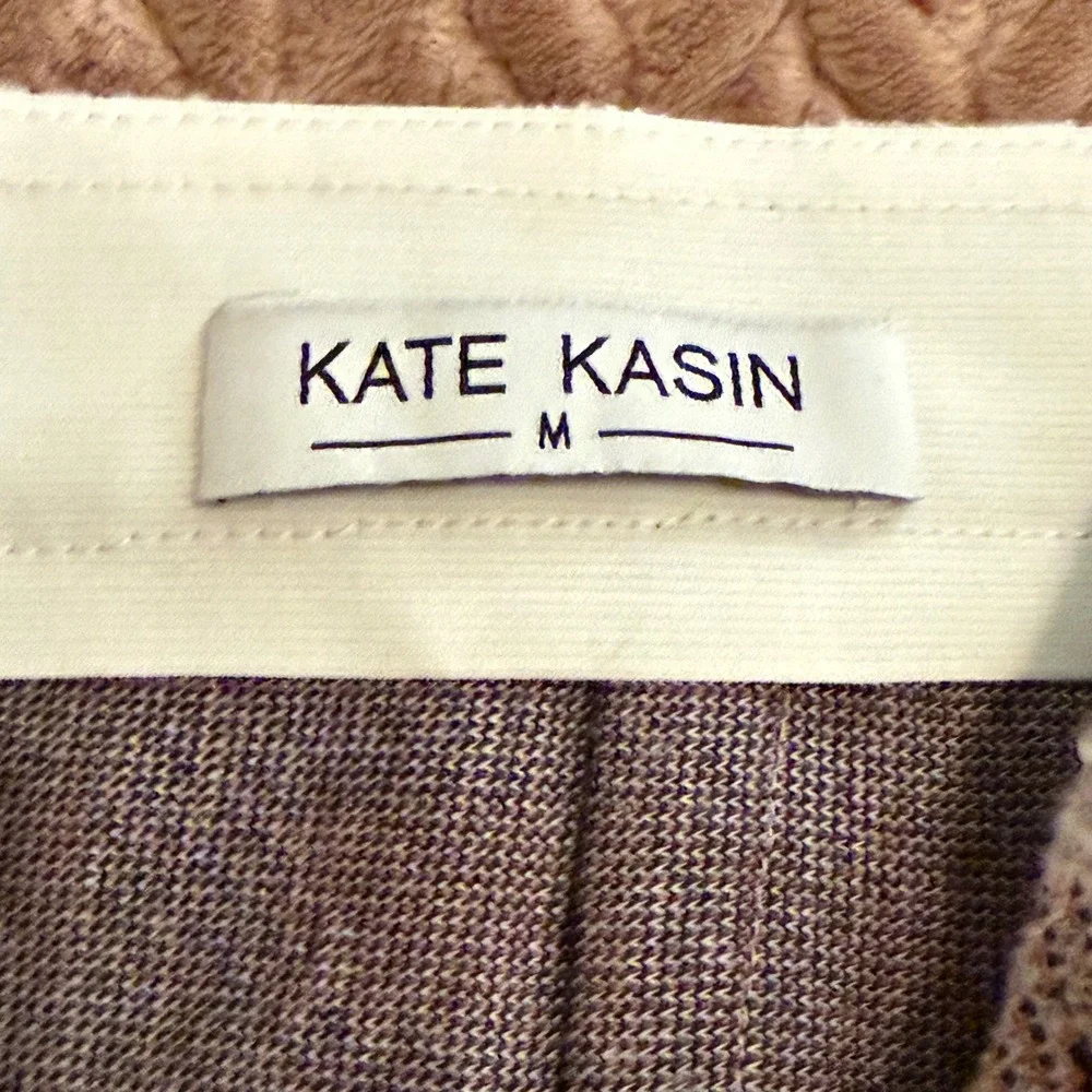 Kate Kasin Pink Plaid Tweed Pencil Skirt Pockets Medium High Waist Business Wear